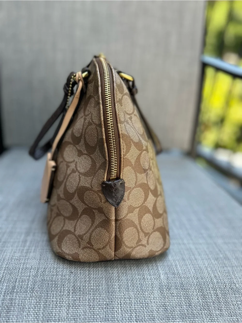 Coach Signature Dome Peyton Cora  Top Handle Zip Satchel Handbag
